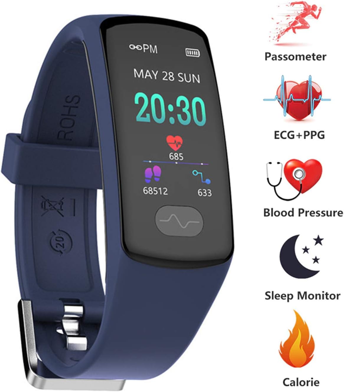 ECG + PPG Smart Watch, Fitness Tracker Smart Bracelet Blood Pressure Heart Rate Sleep Monitor Pedometer Bracelet Inteligente Reminder Smartwatch with iOS Android Phone Best Gift for Men Women