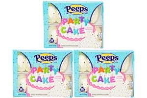 PEEPS GENERIC Peeps Party Cake Flavored Marshmallow – Easter Candy White Chicks w/Rainbow Sprinkles ,Perfect For Every Easter Basket and Egg Hunt, 10 Count Pack (Pack of 3)