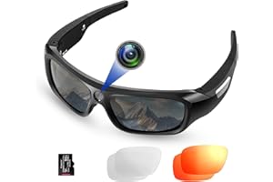 FlyGift 4K 2160P FHD Sports & Action Video Camera, Camera Sunglasses with UV400 Protection Polarized Lenses+Clear/Dazzle Yellow Lens for for Outdoor Sports(64GB TF Card Included)