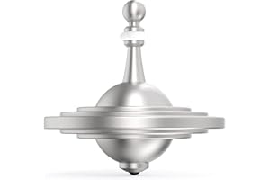 Plexity Labs UFO Tops - Cussac - Metal Spinning Fidget Toy Top - Inspired by The Documented 1967 UFO Sighting in Cussac, France (Cosmic Silver)