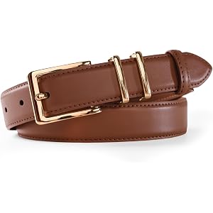 Scarlet Darkness Women Leather Belt with Gold Buckle Vintage Waist Belts | Genuine Leather, Fashion Elegant Style, Versatile,