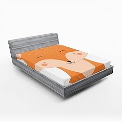 Ambesonne Fox Fitted Sheet, Simplistic Funny