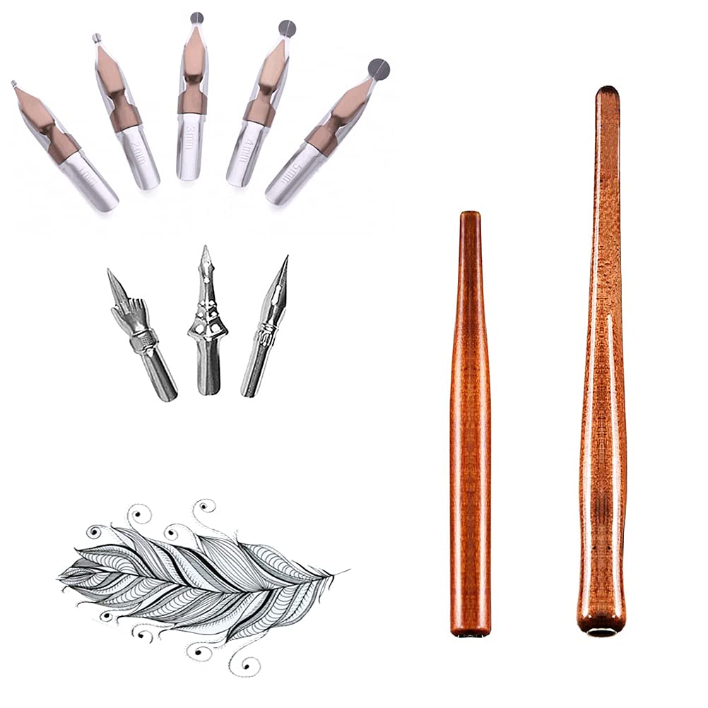 MiaLover Set of 10 Red Wooden Pen with Pen Holder