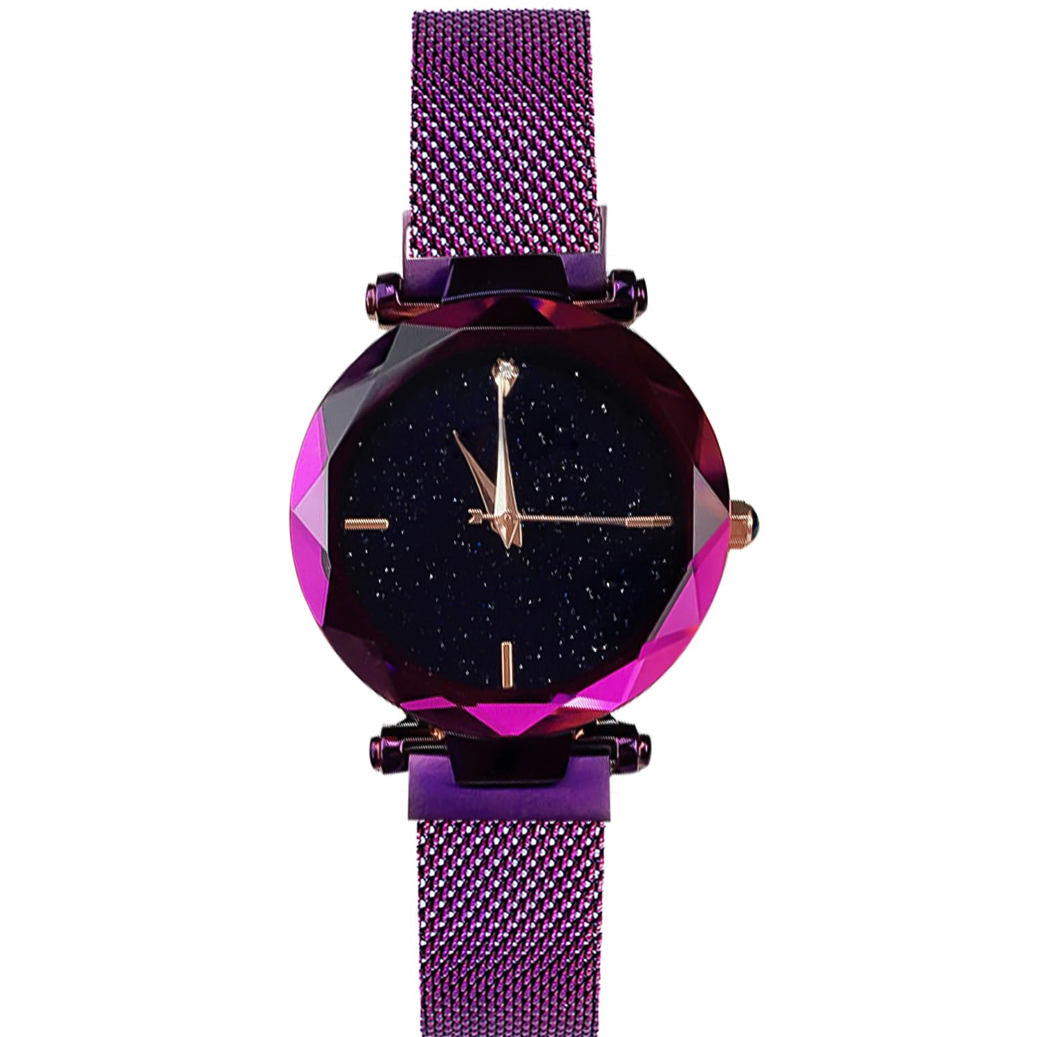 RORIOS Fashion Women's Watches Bracelet Starry Sky Dial Mesh Band Quartz Analogue Purple A Bracelet, Purple A, Bracelet