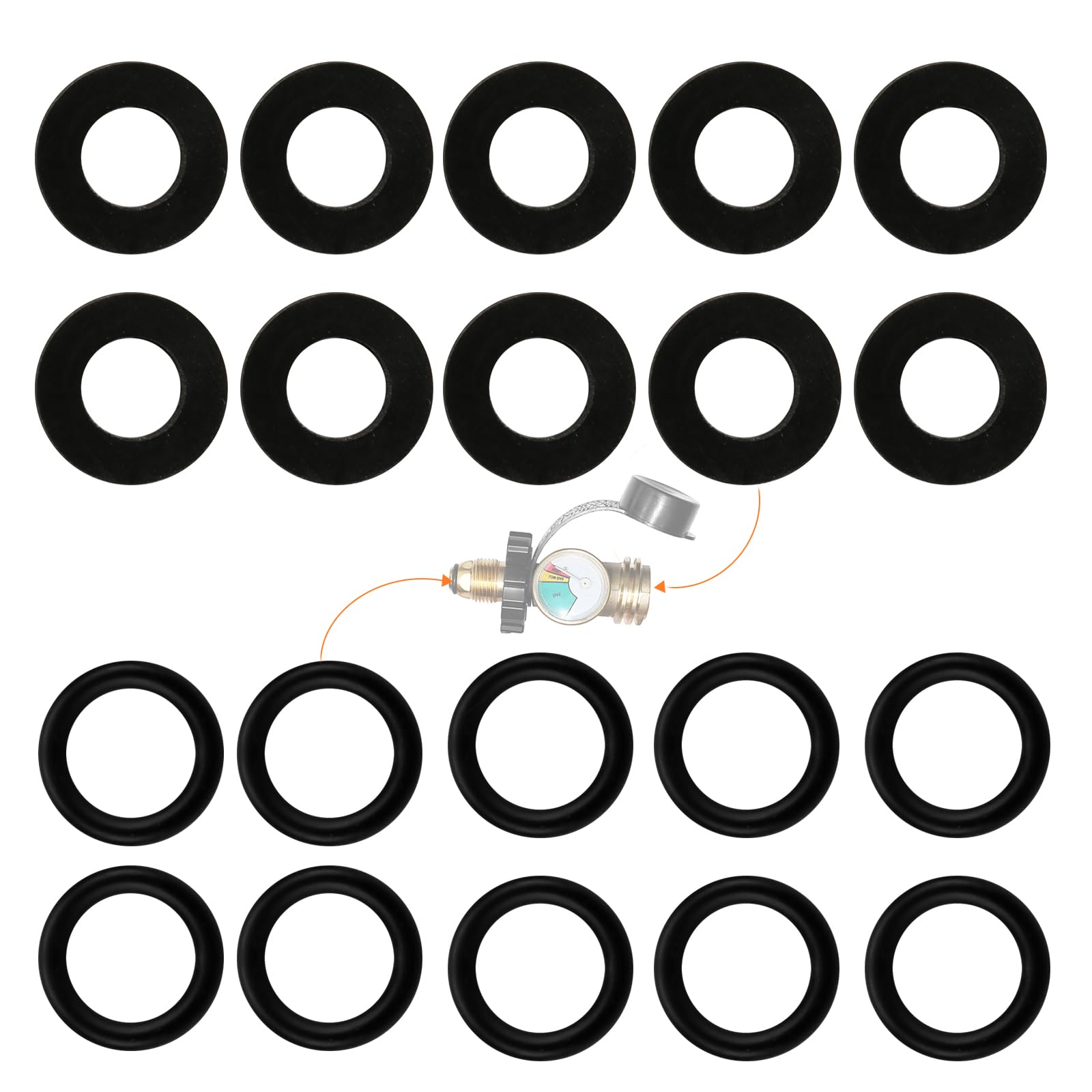 Photo 1 of 10Pcs Propane Tank Gasket & 10Pcs Soft Rubber O-Rings for All Soft Nose POL Fittings, Hose Seal Rings Gasket - Gas Leakage Prevent, Fit for Propane Gas Adapters, Valves, Regulators, Connectors etc