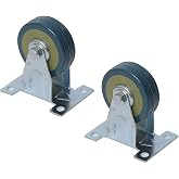 Luomorgo 4 Inch Heavy Duty Rubber Fixed Caster Wheels, 2 Pcs | Rigid, Non-Swivel, Top Plate Casters