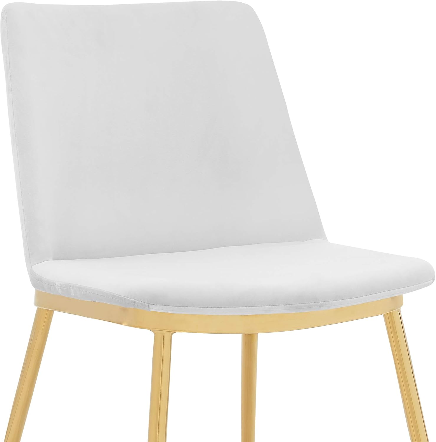 Armen Living Messina Modern Velvet and Gold Metal Leg Dining Room Chairs - Set of 2, White Grey - Chairs