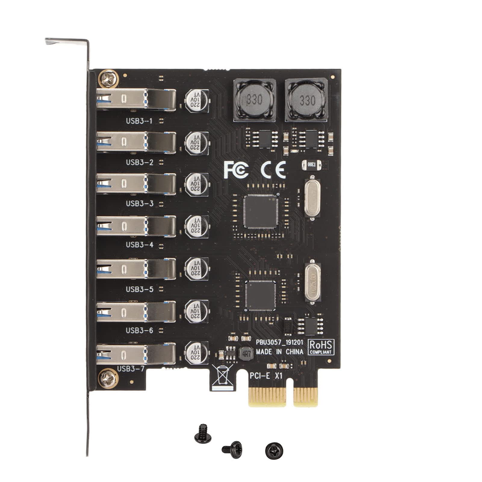 PCI-E to USB 3.0 7-Port Expansion Card, Adapter Card 5Gbps Fast Transmission Speed USB Module Expansion Card 5V for Windows XP / 7/8 / 8.1/10