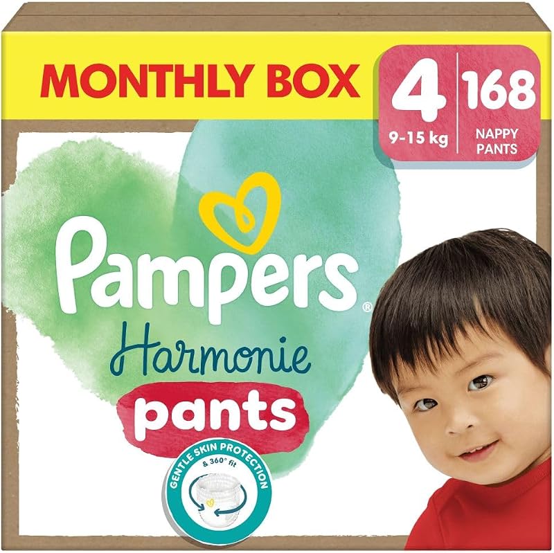 Pampers Harmonie Nappy Pants Size 4 168 Nappies 9kg-15kg Monthly Pack