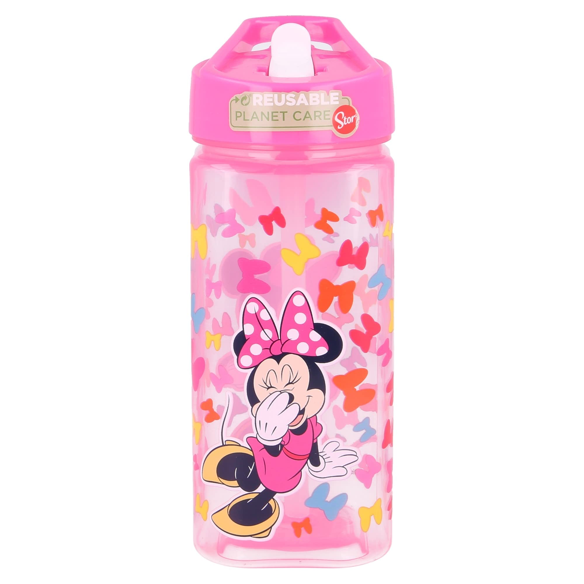Stor 8412497511143 Square Water Bottle, 530 ml Capacity, Minnie Arcos Tan Bold