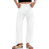 Cicy Bell Womens Baggy Horseshoe Jeans Boyfriend Wide Leg Vintage Mid Rise Cropped Denim Pants