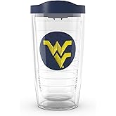 Tervis Made in USA Double Walled West Virginia University Mountaineers Insulated Tumbler Cup Keeps Drinks Cold & Hot, 16oz, Primary Logo