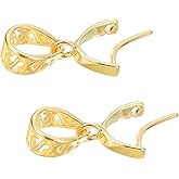 uxcell 2Pcs 925 Sterling Silver Pinch Bail, 12mm Pendant Clasp Pendant Bail Connector Pinch Clip Bail Clasp for Jewelry Making Supplies Bracelet Necklace DIY Craft, Gold
