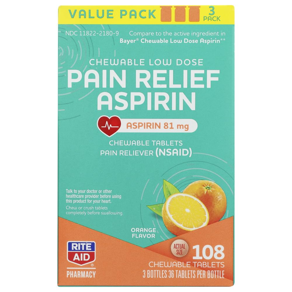 Mua Rite Aid Low Dose 81 mg Aspirin, Chewable Tablets, Orange Flavor, 3 Bottles, 36 Count Each