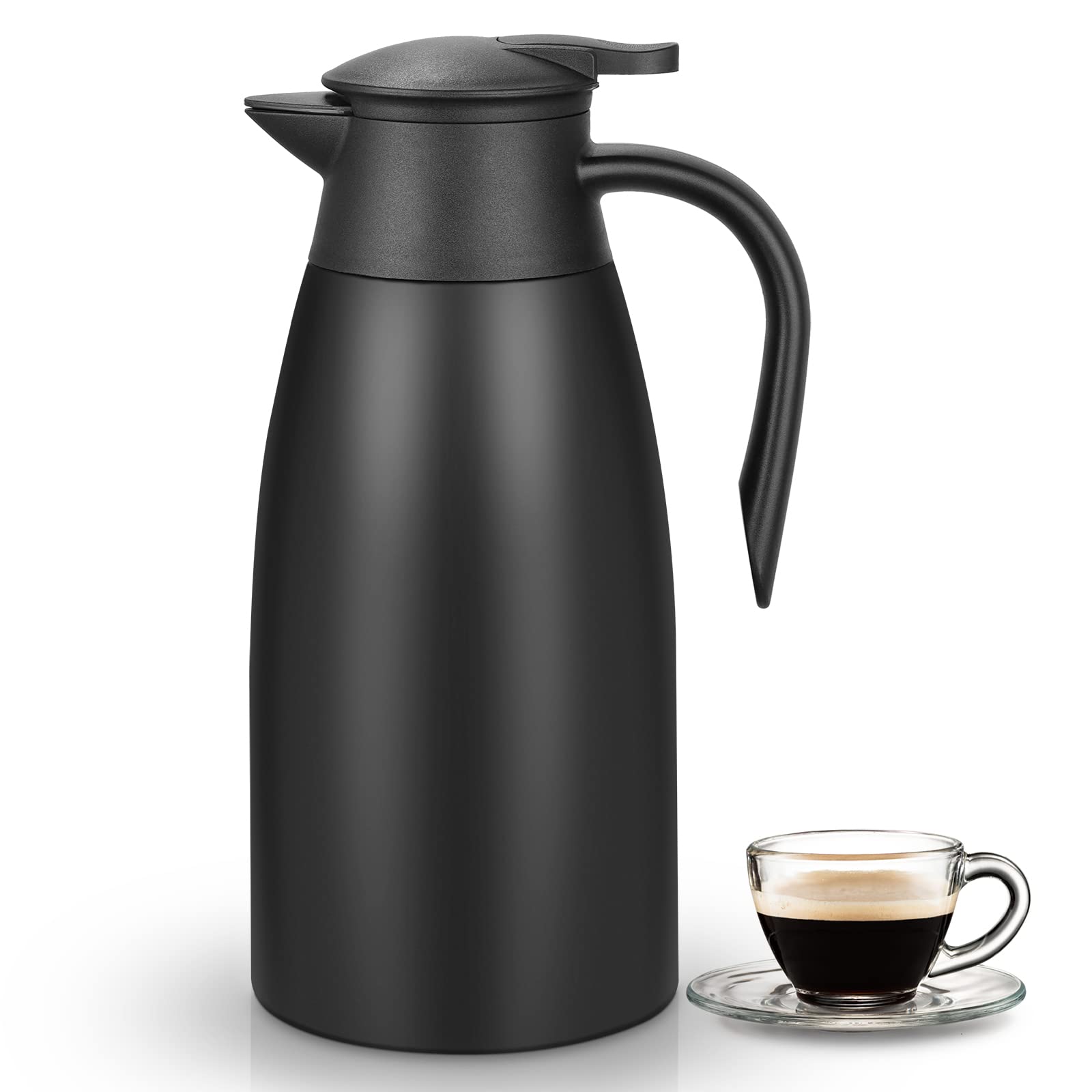Photo 1 of 68 Oz Thermal Coffee Carafe, Double Wall Stainless Steel Insulated Coffee Carafes For Keeping Hot, Heat & Cold Retention, 2 Liter Thermal Coffee Tea Beverage Dispenser