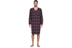 Ashford & Brooks Mens Flannel Long Sleeve Sleep Nightshirt