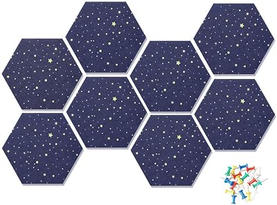 HyFanStr Felt Hexagon Pin Board 22x19cm with 20 Push Pins Office Memo Board