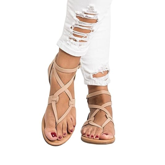 Pantoletten Damen,Sommer Zehentrenner Damen Sandalen Cross Strap Freizeitschuhe Flache Knöchel Römische Hausschuhe Badeschuhe