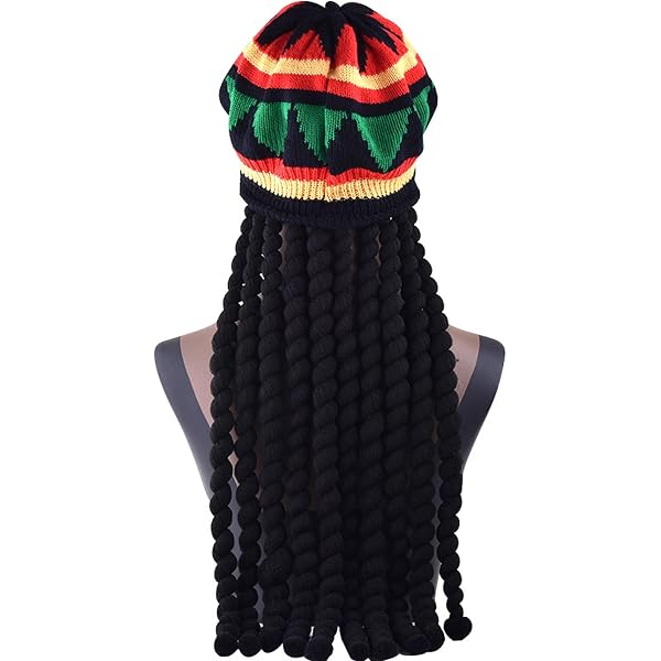 Black Dreadlock Wig With Cap Pack Rasta Hat With Attached Black