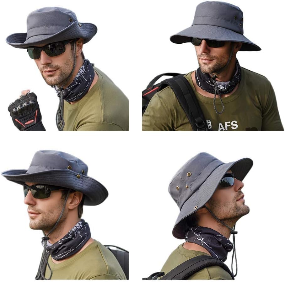 KRISVI Sun Hats for Men Women Sun Protection Wide Brim Fishing Hat for Hiking Travel Beach Packable Summer Hat UPF 50+ Waterproof Cap Breathable Bucket Boonies Hat