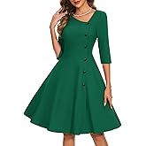 Aupuls 3/4 Sleeve Wedding Guest Dresses for Women Asymmetrical Neck Cocktail Dress