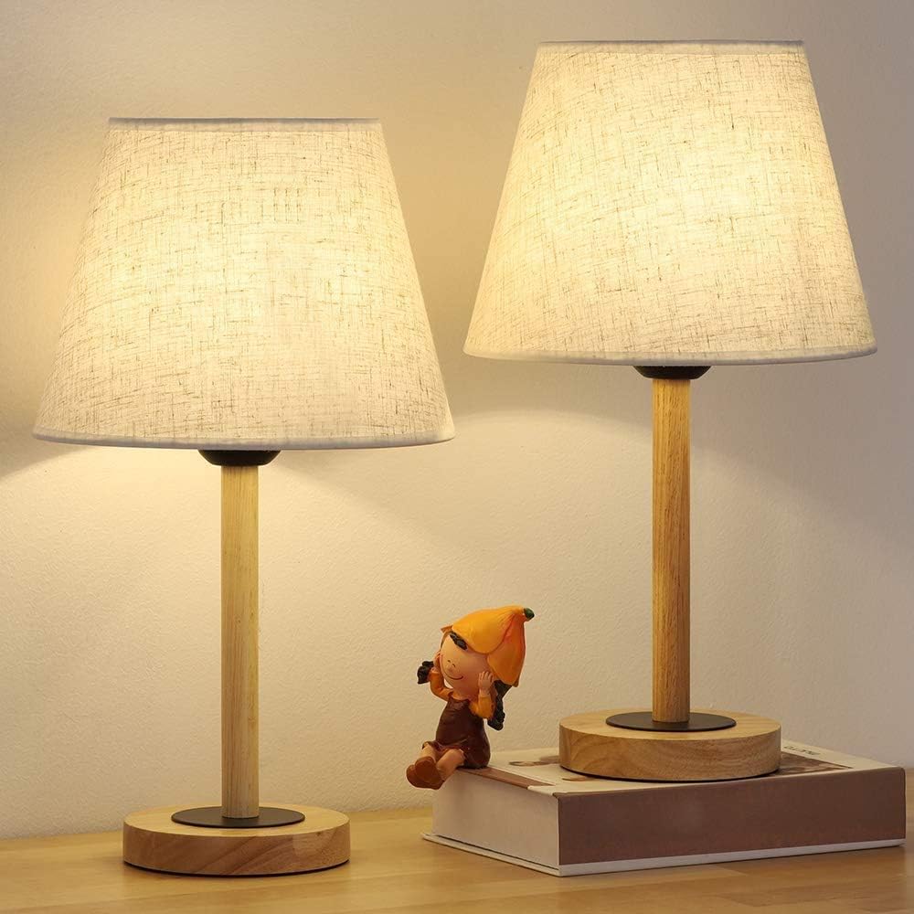 Bedside Table Lamps For Bedrooms Set Of 2 Nightstand Lamps Modern Desk Lamp With Linen Fabric Shade For Living Room Girls Room Kids Room Dorm Amazon Com