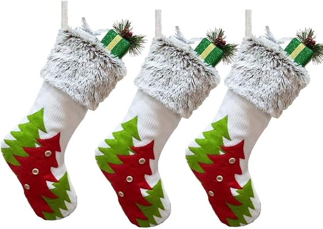 Amazon 大きい 3枚セット クリスマスソックス クリスマスプレゼント袋 ラッピング ギフト袋 クリスマスツリーに飾り クリスマス雑貨 おもちゃ