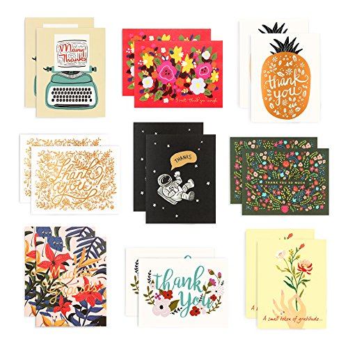 image for Minimalmart Thank You Box Set of 32 Assorted Premium Cards with GOLD E
