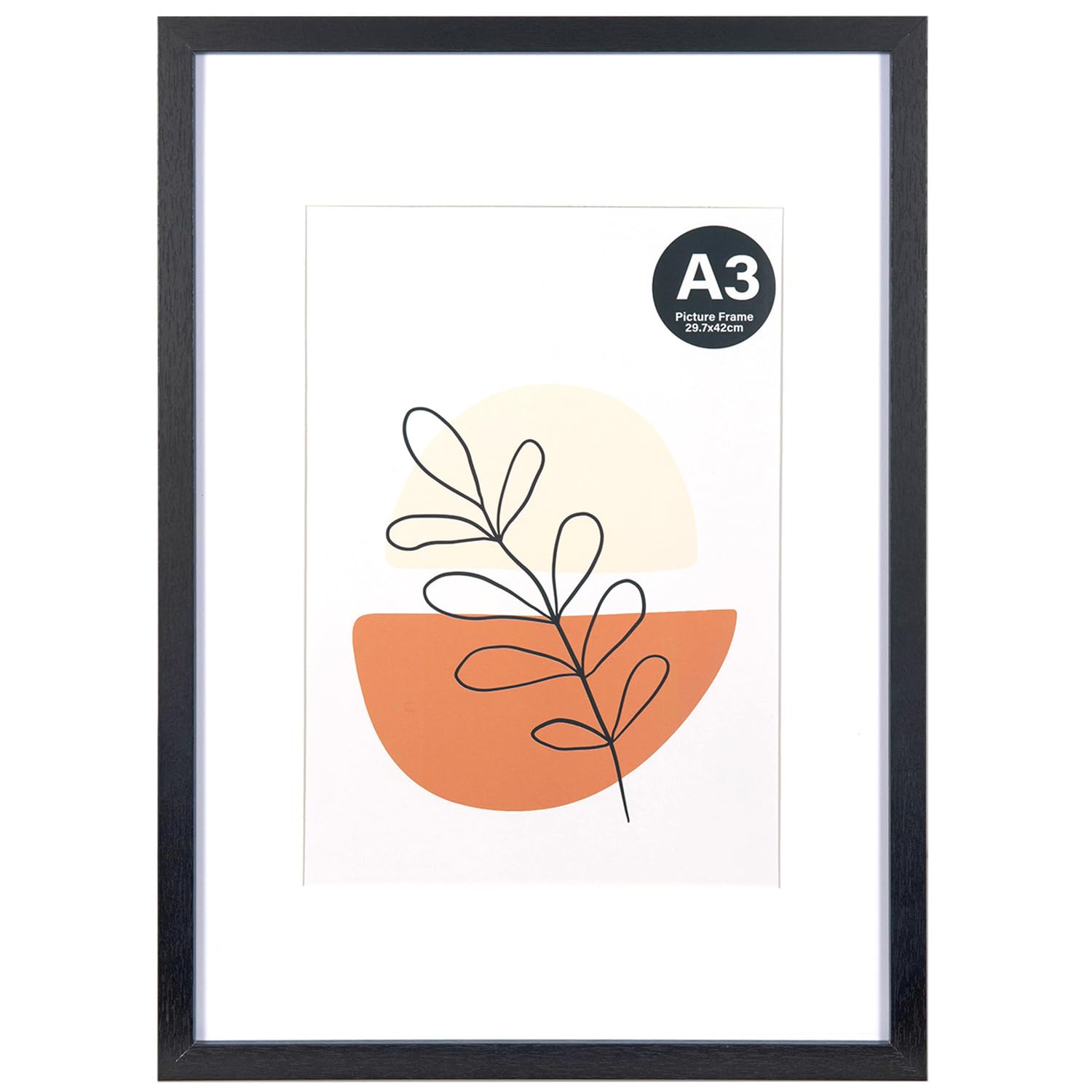 KAIWIN Picture Frame Black A3-21x30 cm (A4) with Mat, Photo frame with acrylic glass for hanging, For photos, posters, puzzles| Poster frame