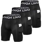 Lixada Men's Compression Shorts Pants 3Packs, Performance Sports Baselayer Cool Dry Tights Active Workout Underwear