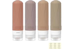 RONRONS Leak Proof Travel Bottles for Toiletries, 3oz Refillable Travel Size Toiletry Containers Liquid Essentials Silicone TSA Approved for Shampoo Lotion Body Wash(4 PCS)