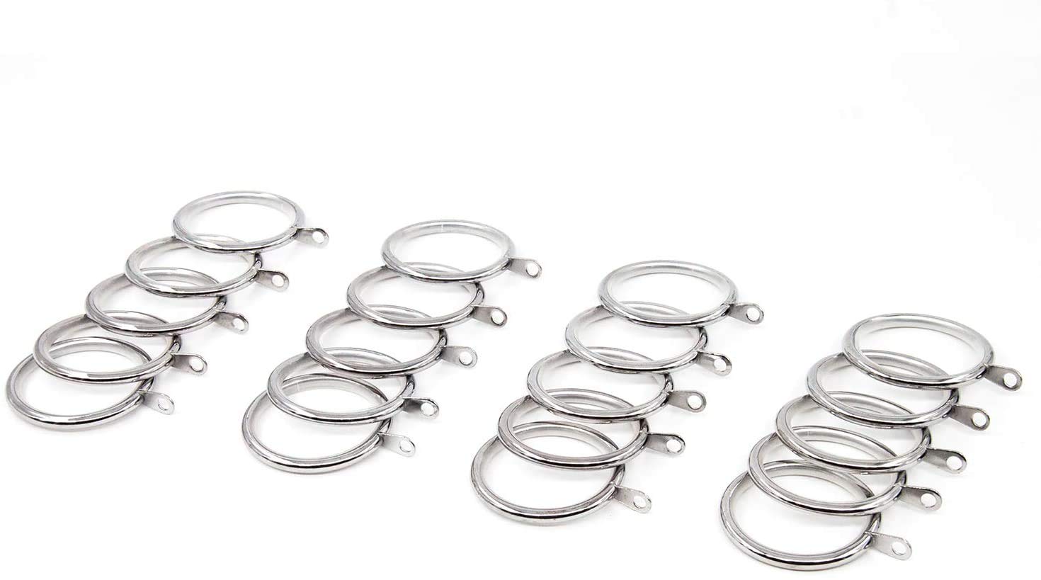 Gcurtain 20 Pack Metal Curtain Rings with Eyelet, 30mm Internal Diameter, Fits up to 20mm Curtain Rod (Chrome)
