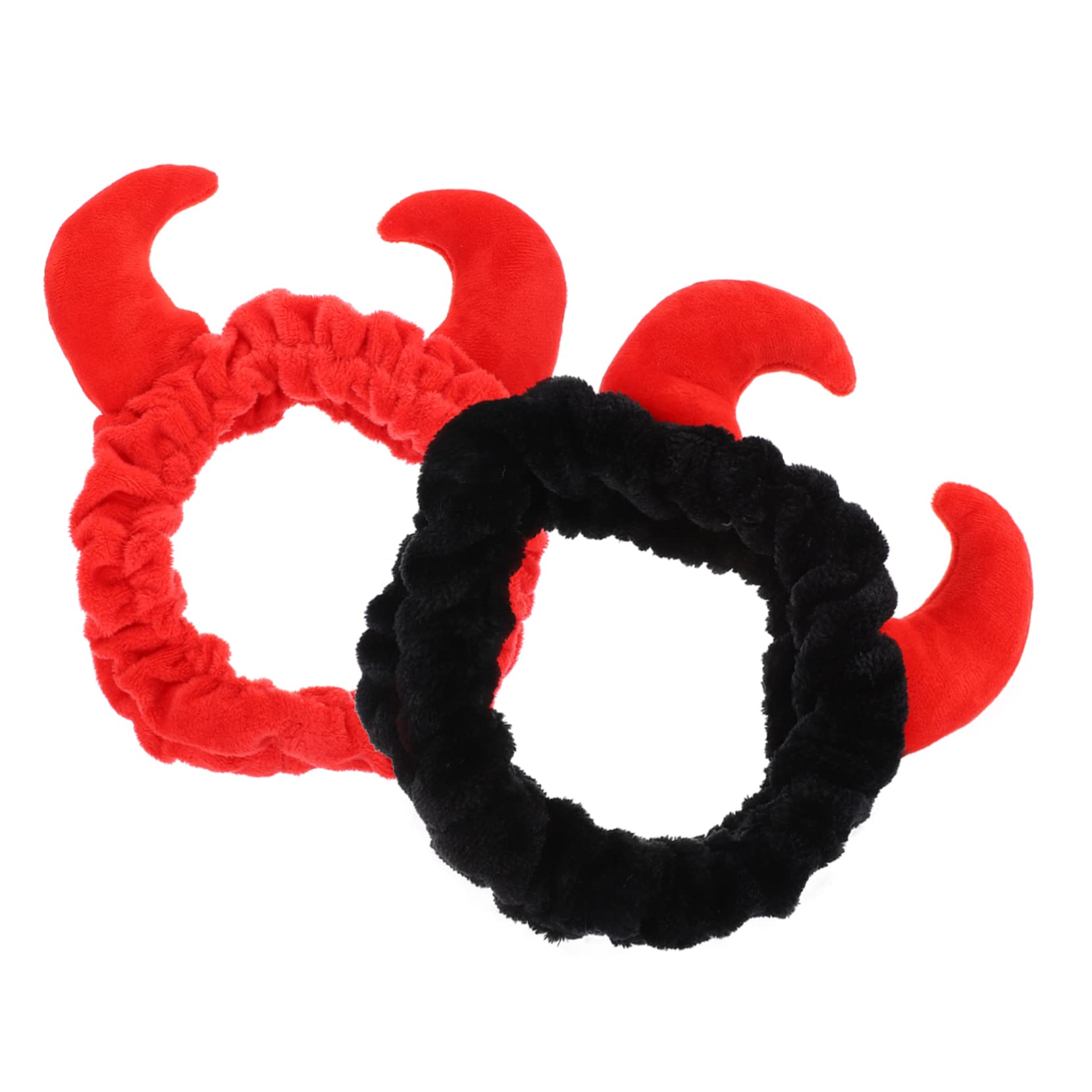 FRCOLOR 2 Pack Spa Headband for Women Animal Ear Spa Headband Devil Horns Facial Headband Face Wash Hairband Makeup Headband for Sports Yoga Face Cleaning