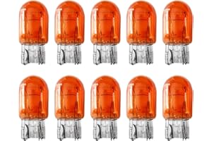 TNAIYH 10PCS Car 7443 Bulb, T20 12V W21/5W Clear Glass Vehicle Stop Brake Tail Turn Signal Light, Long Life DRL Reverse Light Miniature Bulb, Compatible with Silverado Canyon Fusion (Amber)