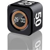 EooCoo Rotating Productivity Timer 5/25/10/50, Desk Flip Timer, ADHD Tools | Small Gravity Timer, Countdown/ Stopwatch Cube Timer, Desk Gadgets, Office Gifts, for Kitchen, Gym, College School Supplies