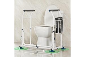 GreenChief Toilet Safety Frame 350lbs, Stand Alone Toilet Rails, Adjustable Handrails Fit Most Toilets, Medical Toilet Seat Frame for Elderly Handicap Disabled, 4 Large Suction Cups