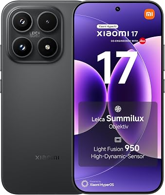 17 Smartphone 12+512GB, Unlocked, Leica Summilux, Light Fusion 950, 6330mAh, HyperAI, Schwarz, 3J Garantie