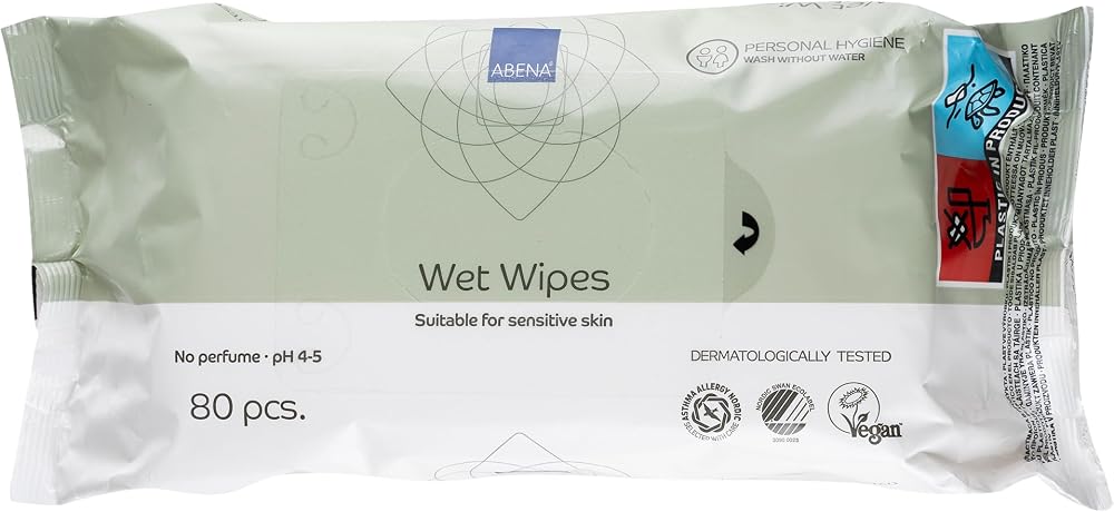 ABENA Moist Skin Cleansing Wipes 18x20cm Refill Pack 80 Pcs Asthma Allergy