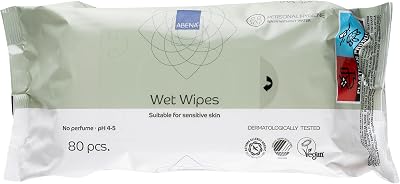 ABENA Moist Skin Cleansing Wipes 18x20cm Refill Pack 80 Pcs Asthma Allergy