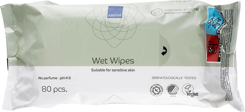 ABENA Moist Skin Cleansing Wipes 18x20cm Refill Pack 80 Pcs Asthma Allergy