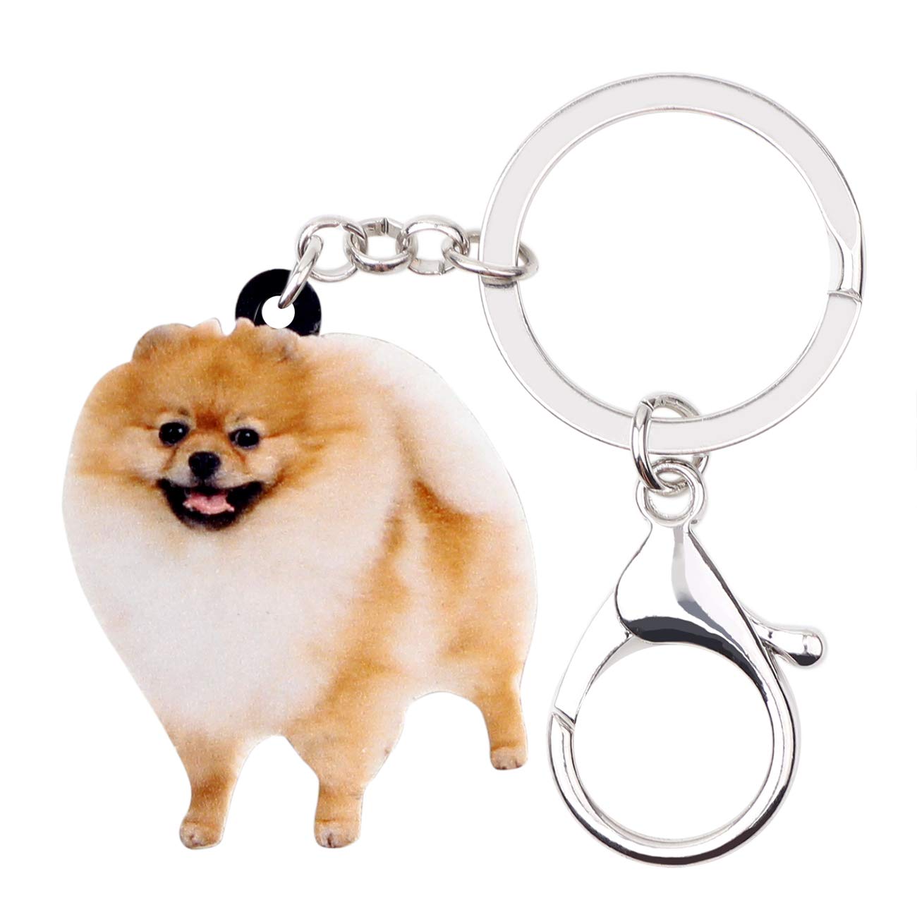 BONSNY Acrylic Cute Dog Keyrings For Women Girl Pet Keychain Key Bag Phone Charm Jewellery Gift (Brown)