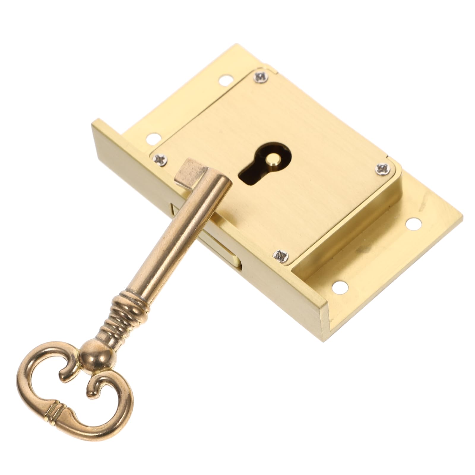 VILLCASE Retro Bronze Lock 2.5 Inch Brass Drawer Lock with Key for Cabinet Furniture Desk File Drawer Security Hardware