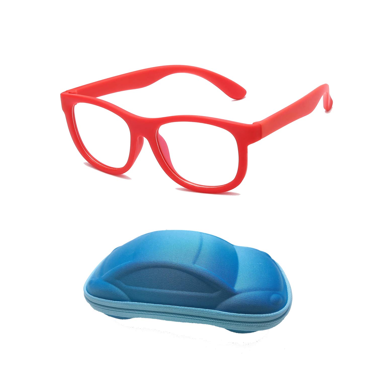 Kids Anti Blue Light Glasses Flexible Frame Computer Eyeglasses for Boys Girls and Children Age 3-10 UV400 (Red Frame)