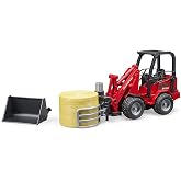 Bruder 02192 Sch&auml;ffer Compact Loader 2630 with Bale Gripper &amp; Bale | 1:16 scale, roll bar, made in Germany, ages 4+
