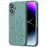 OAOA Engraved for iPhone 17 Case, Midnight Green Flower | Engraved, All-Round Protection, Premium Liquid Silicone, Anti-Scratch Microfiber Lining, For Women Girls