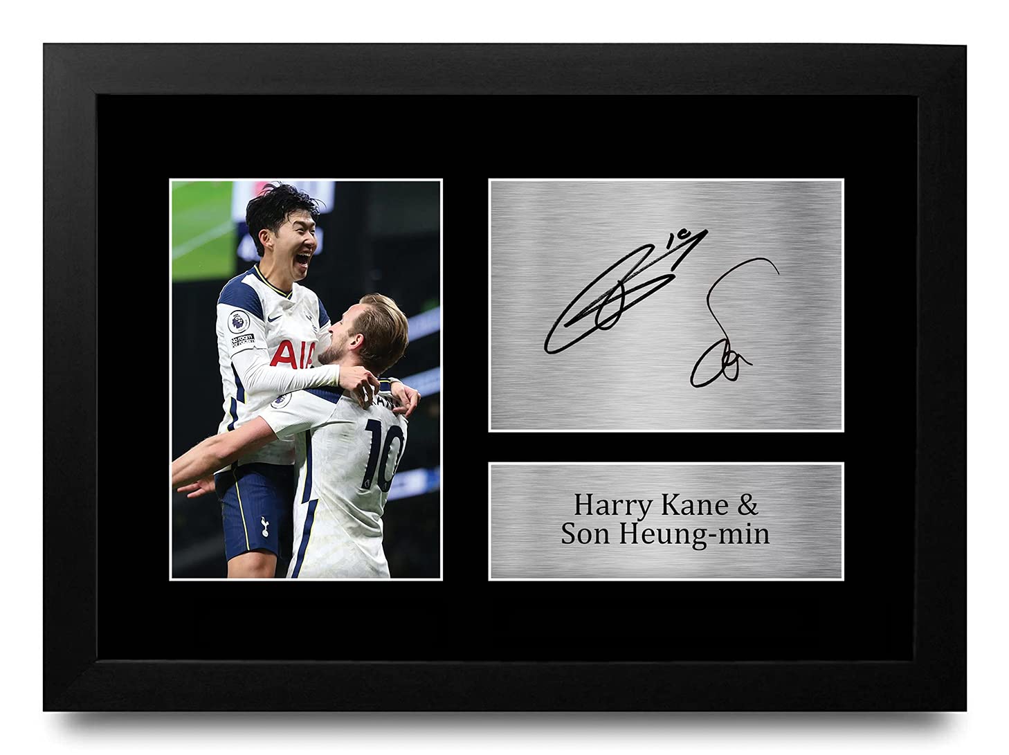 HWC Trading FR A4 Harry Kane & Son Heung-min Tottenham Hotspurs Spurs Gifts Printed Signed Autograph Picture for Football Fans and Supporters - A4 Framed