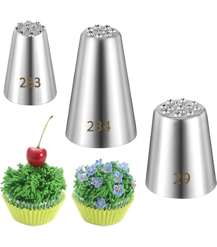 Cake Decorations Grass Piping Nozzle And Bag,3 Grass Icing Tips With 20 ...
