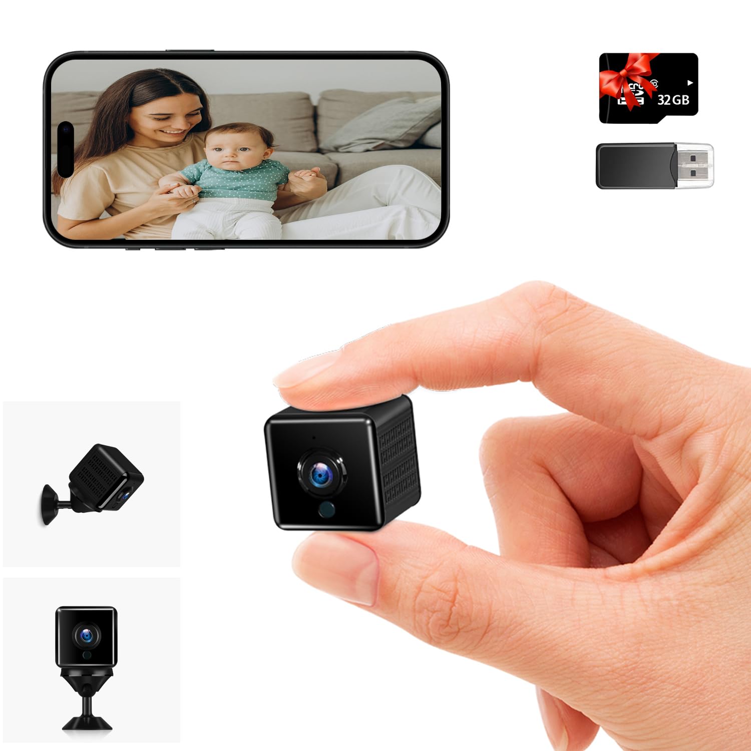 Bextgoo Spy Camera WIFI, 4K HD Wide Angle with 32GB Memory Card, Wireless WiFi, Secret Camera, with APP, Motion Detection, and Night Vision, Spy Cameras