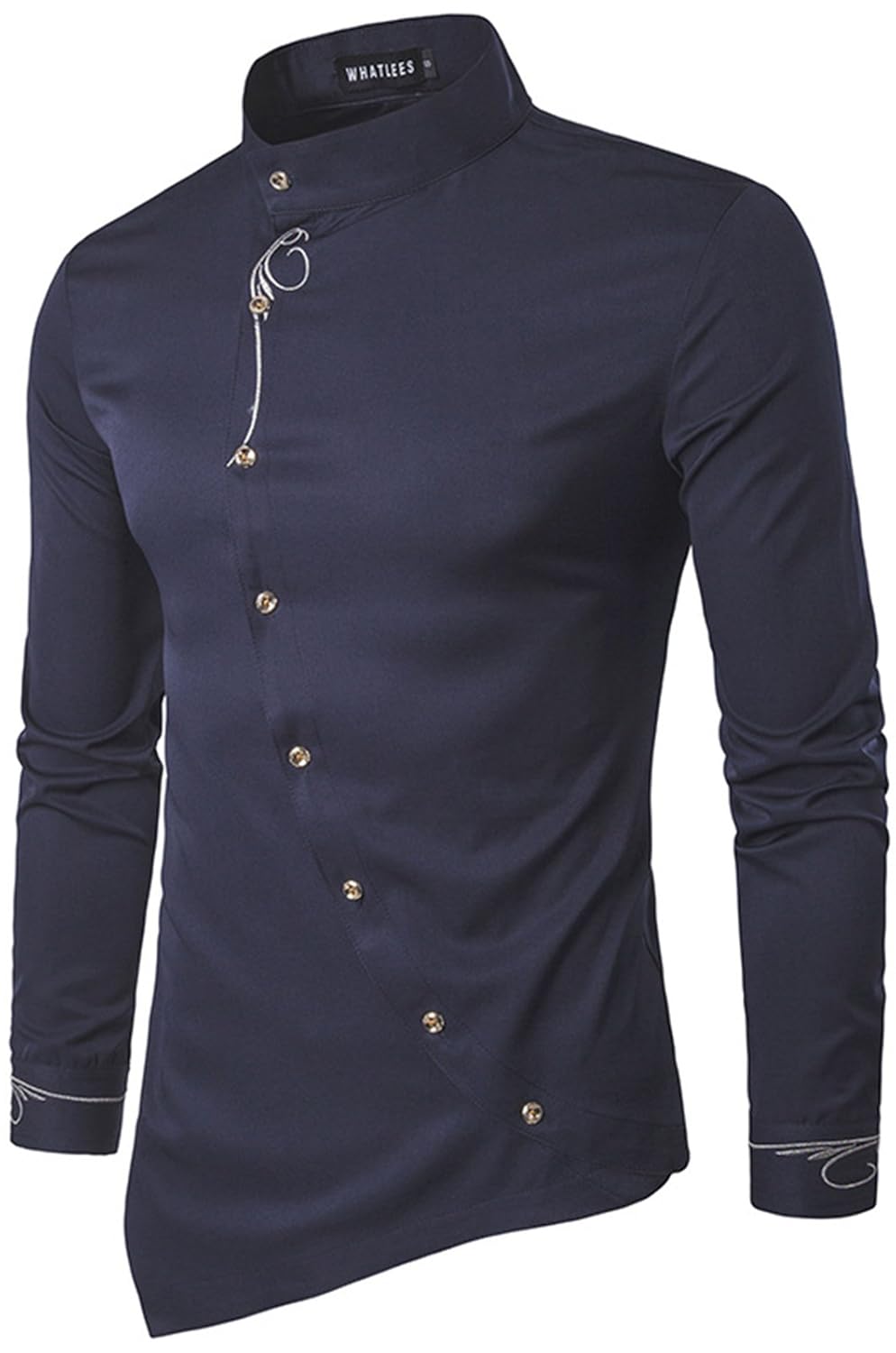 Buy WHATLEES Mens Long Sleeve Extra Long Embroidery Button Down Dress