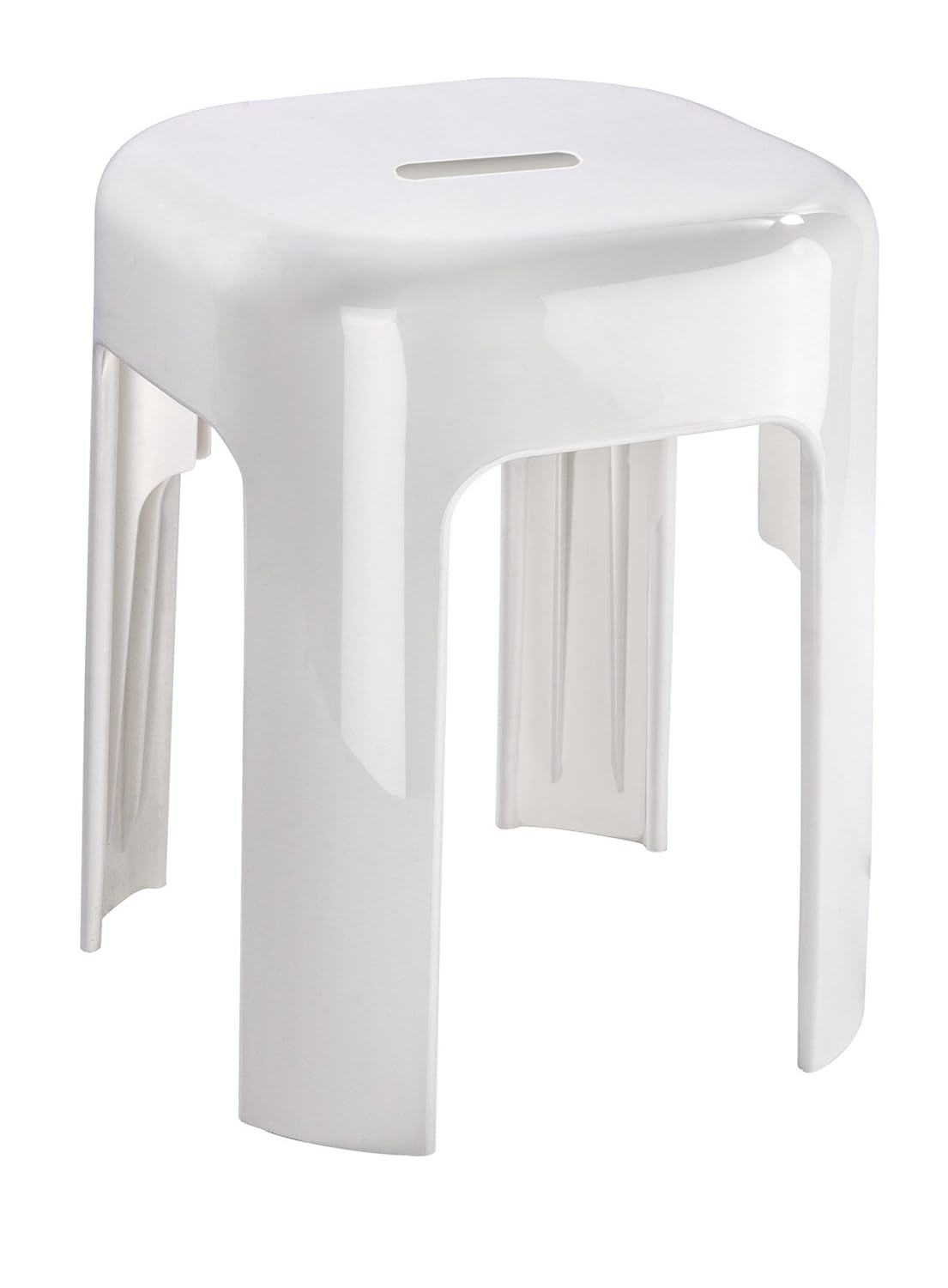 Wenko AlaskaBathroom Stool, Polypropylene, White, 37 x 37 x 45.5 cm